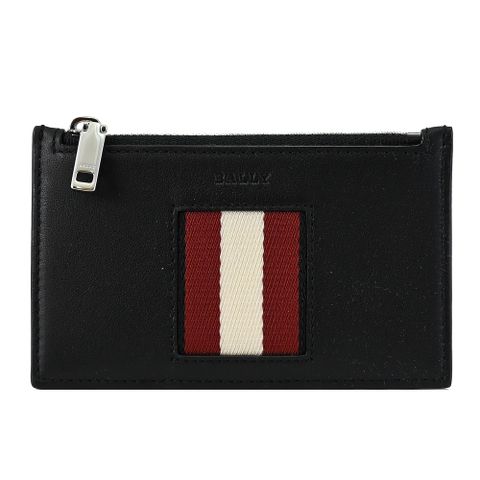 BALLY 6231879 BABE 經典織帶LOGO牛皮5卡零錢包.黑
