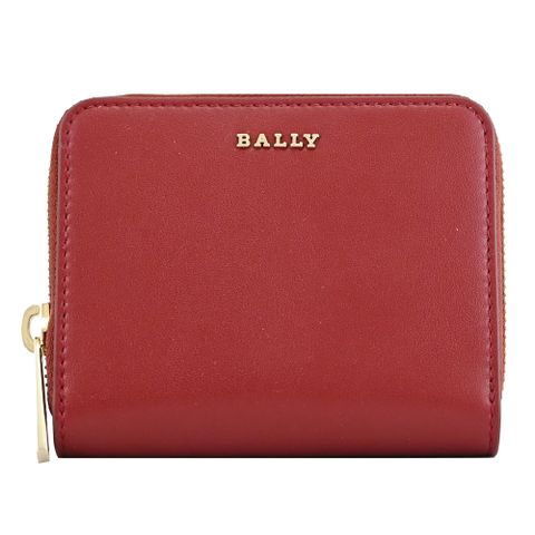 BALLY ZAIRA 金屬LOGO牛皮拉鍊卡片零錢包.紅