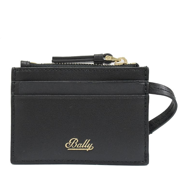 BALLY  LENAH 經典LOGO牛皮4卡鑰匙零錢包.黑