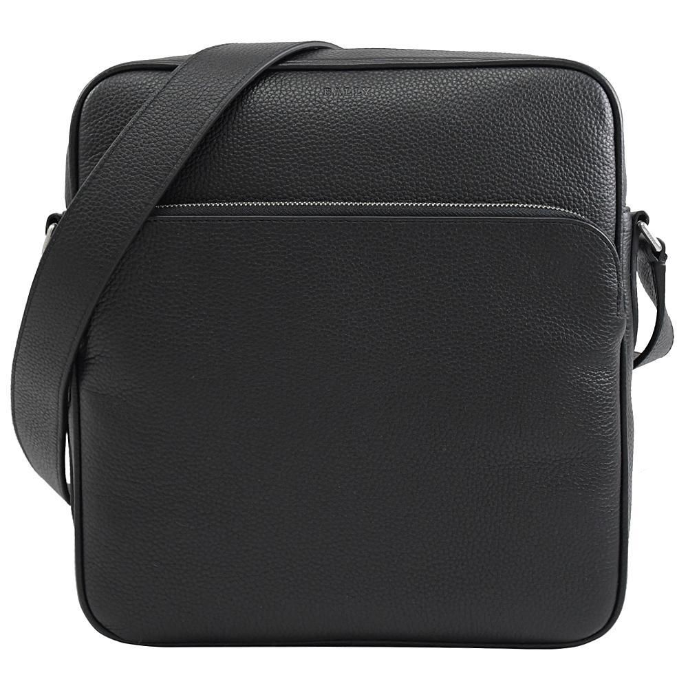 BALLY  6240422 SOREL 壓印LOGO荔枝牛皮斜背方包.黑