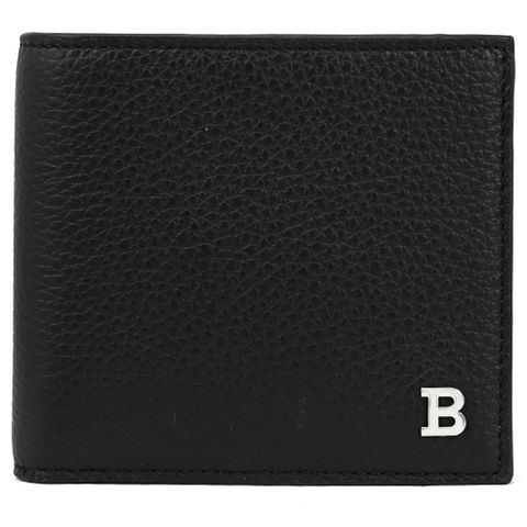 BALLY 6302635 BYIE 金屬LOGO牛皮4卡零錢短夾.黑
