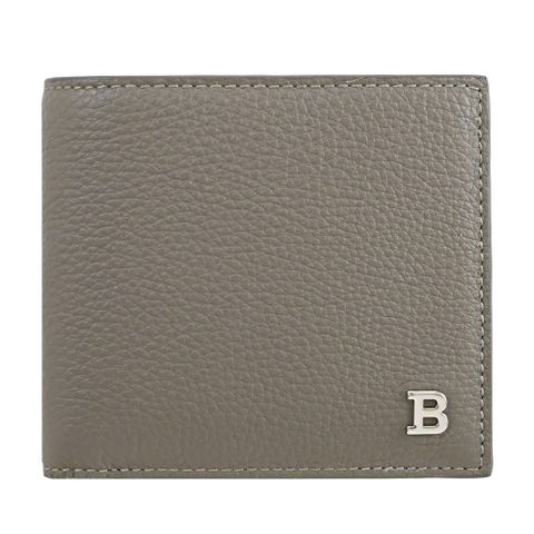 BALLY BYIE 金屬LOGO牛皮4卡零錢短夾.灰