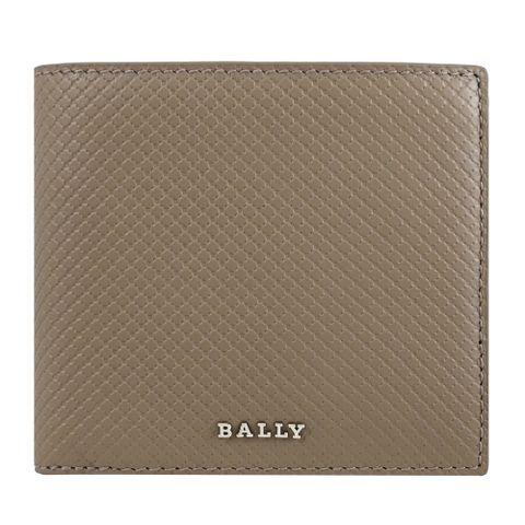BALLY 6307906 LYIES 質感壓紋牛皮4卡零錢短夾.大象灰