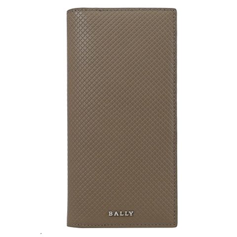 BALLY LALIROS 金屬LOGO壓紋牛皮對開長夾.大象灰