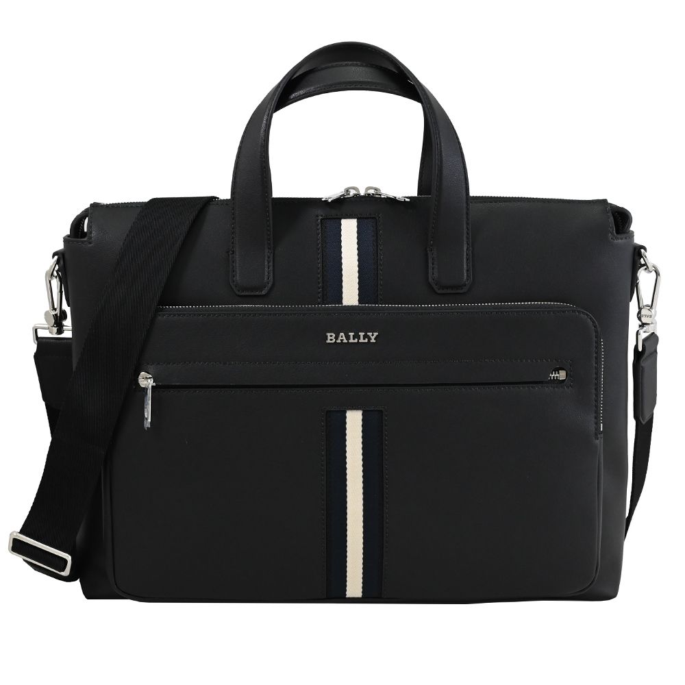 BALLY  HAIES 經典織帶造型拉鍊兩用公事包.黑