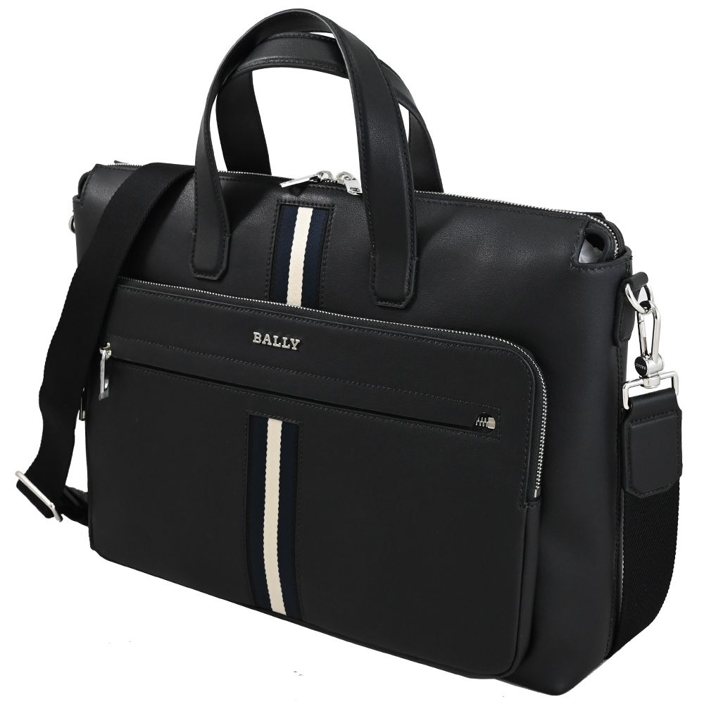 BALLY  HAIES 經典織帶造型拉鍊兩用公事包.黑