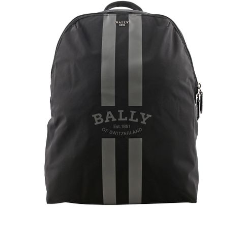 BALLY On The Go Round 條紋尼龍後背包(黑色)(贈收納袋)