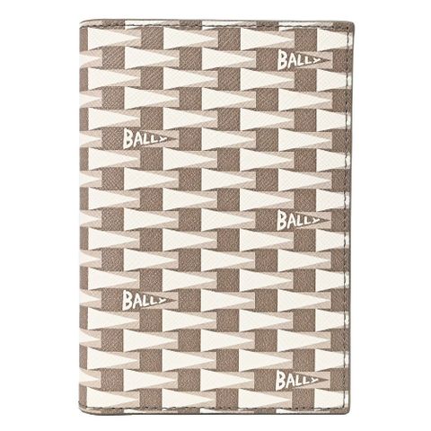 BALLY PNT 品牌新款印花對開三卡護照夾.淺棕