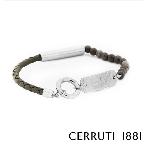 Cerruti 1881 義大利經典編織圓珠不銹鋼吊牌手環 限量2折 全新專櫃展示品 (CB0303)