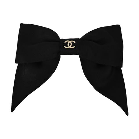 Chanel 經典雙C LOGO蝴蝶結髮夾/髮飾(黑色)