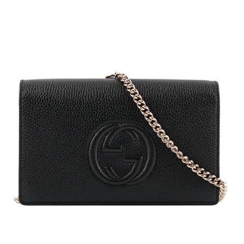 GUCCI SOHO 系列牛皮皮夾式手拿/鍊包(黑色) 598211 A7M0G 1000
