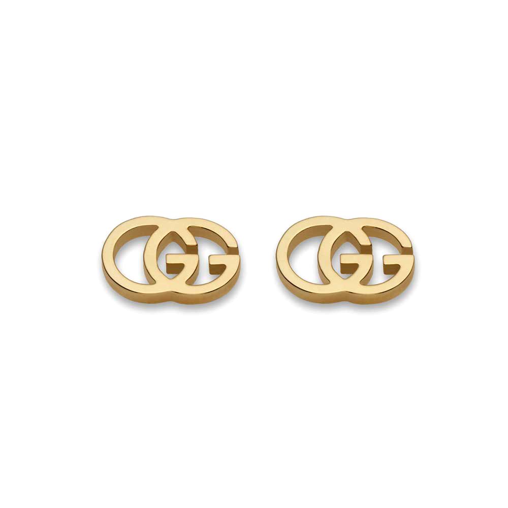 GUCCI 古馳  GG系列 LOGO 耳環 耳釘 18K黃金 