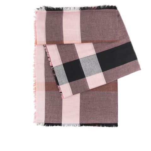 BURBERRY 經典格紋莫代爾羊毛圍巾(薄款)(乾枯玫瑰色) 40504781