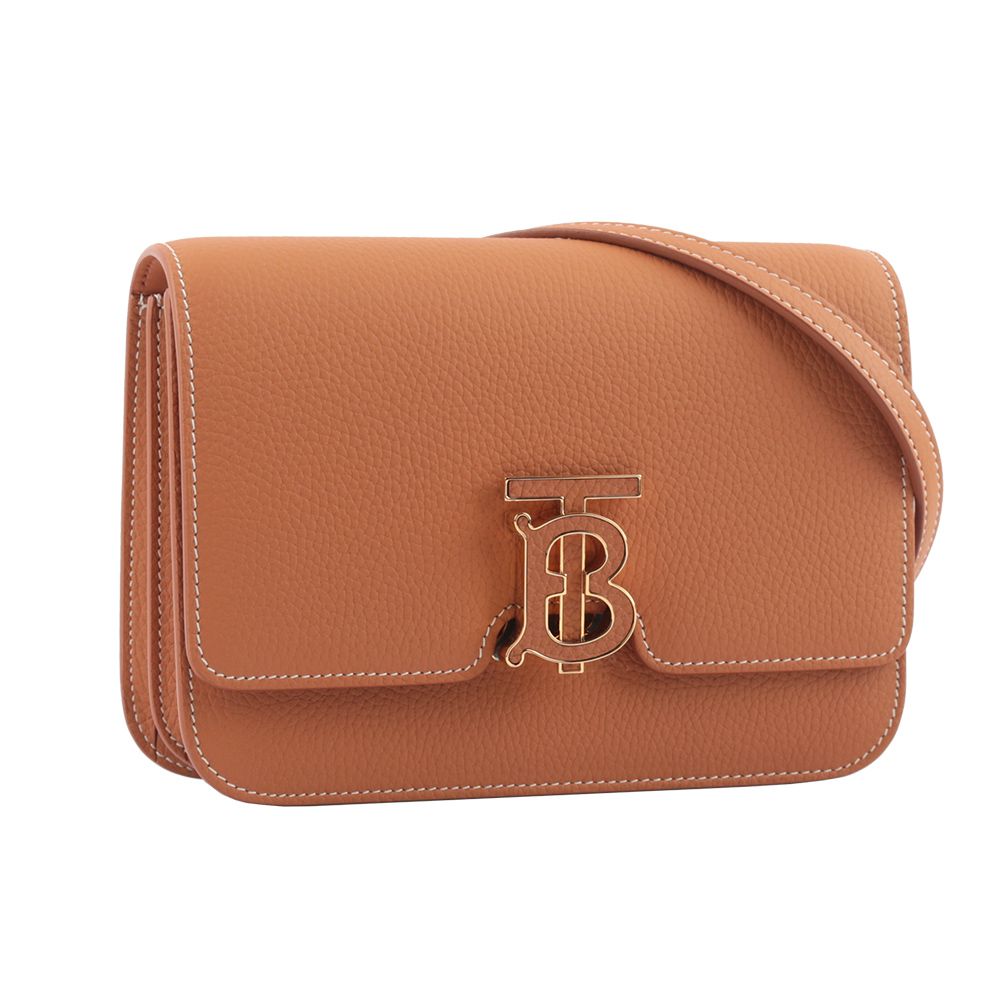 BURBERRY TB Logo 顆粒小牛皮斜背包(小款)(焦糖色) 8049125 - PChome