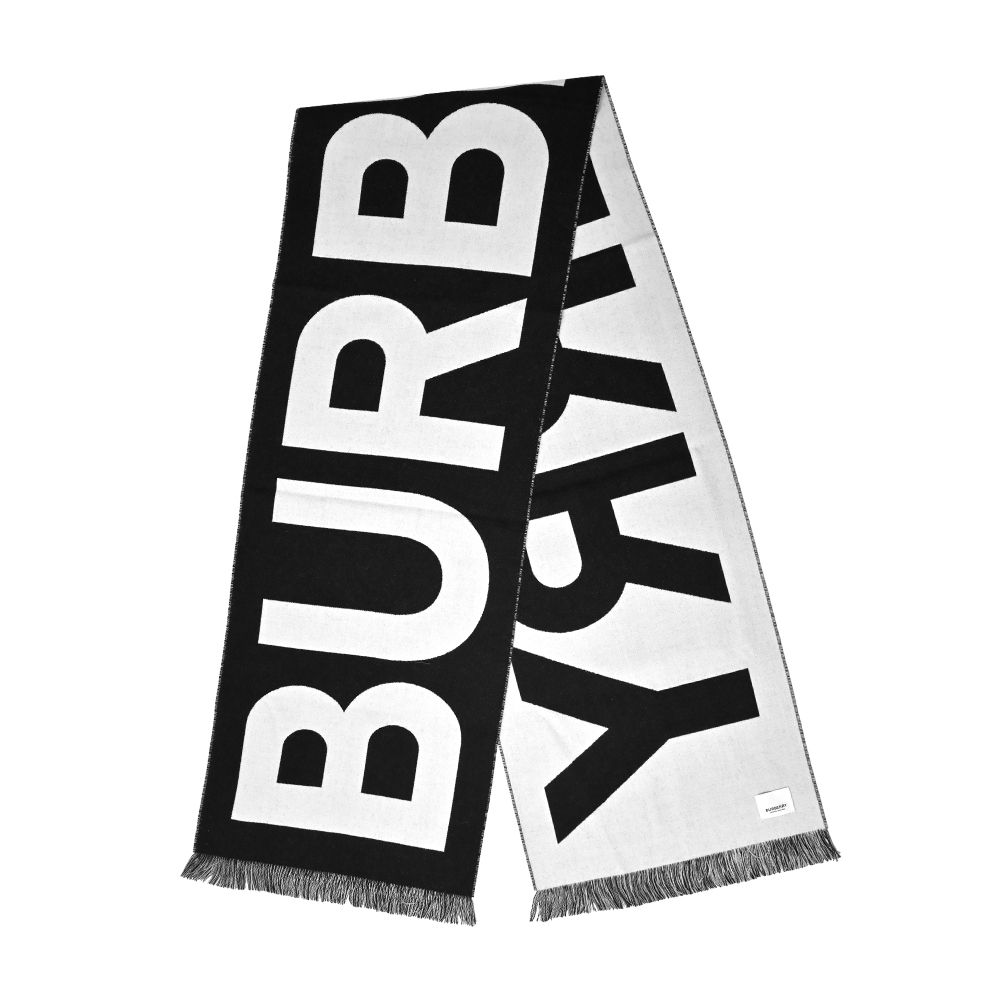 BURBERRY BURBERRY 經典LOGO羊毛圍巾(黑色)