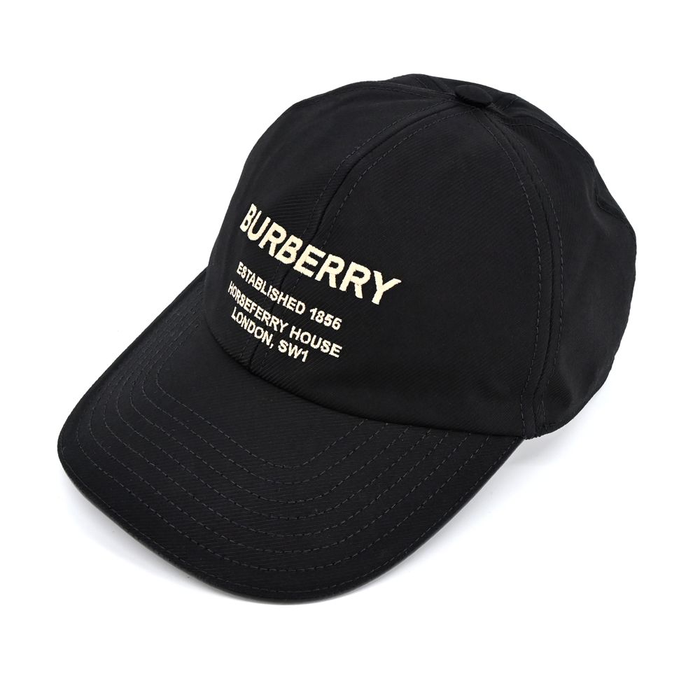 BURBERRY Horseferry 標誌斜紋棉球帽(黑色) - PChome 24h購物
