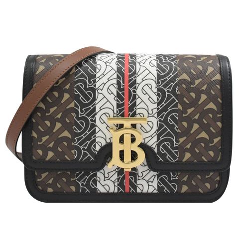 BURBERRY Monogram 經典印花斜背包.黑邊