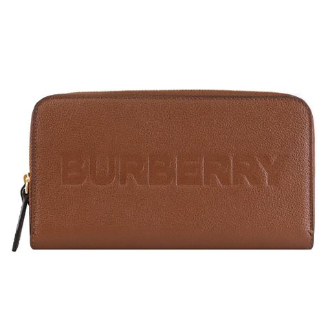 BURBERRY 8052832 ELMORE 烙印LOGO牛皮拉鍊長夾.咖