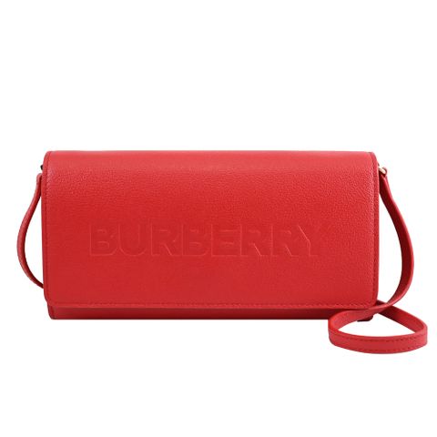 BURBERRY 8052839 HENLEY 烙印LOGO牛皮多卡斜背包.紅