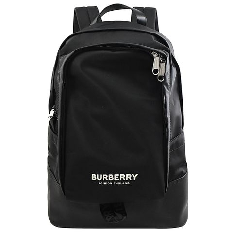 BURBERRY JACK 素面輕量尼龍拉鍊後背包.黑