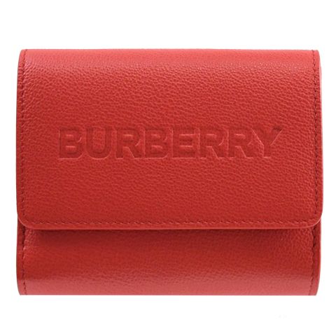 BURBERRY 8052829 LUNA 烙印LOGO牛皮釦式零錢短夾.紅