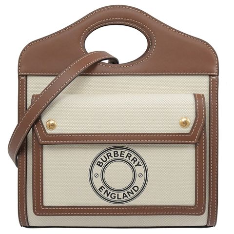 BURBERRY 8028062 Mini Pocket 印花帆布兩用包.咖邊