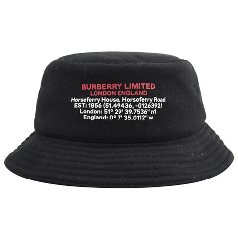 BURBERRY 簡約燙印LOGO加厚棉質漁夫帽/遮陽帽.黑