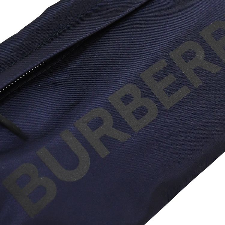 BURBERRY  燙印LOGO尼龍拉鍊萬用手拿包.深藍