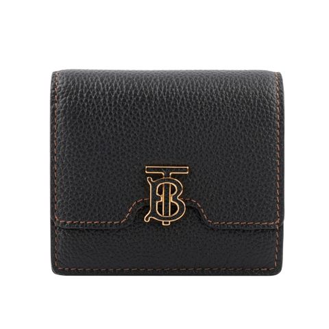 BURBERRY TB Logo 牛皮二折短夾(黑色) 8062347