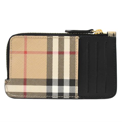 BURBERRY 8058013 Somerset 經典格紋卡片零錢包.黑邊