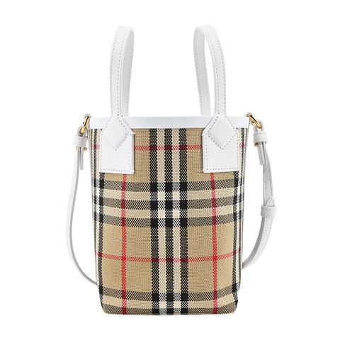 BURBERRY London經典格紋迷你托特包(卡其白)