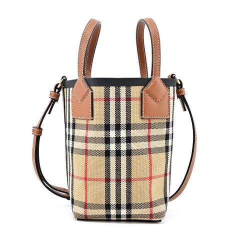 BURBERRY London經典格紋迷你托特包(卡其)