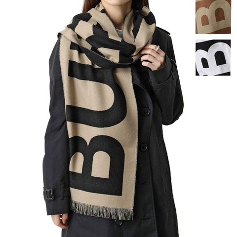 BURBERRY  經典LOGO羊毛圍巾(任選)