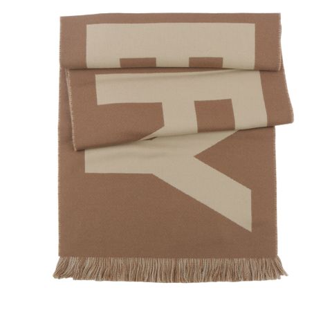 BURBERRY Logo 徽標羊毛圍巾(樺木棕/奶茶色) 8057148 A8773