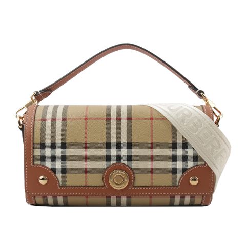 BURBERRY Note 帆布及牛皮附提把二用包(石楠棕色) 8066165 A9534