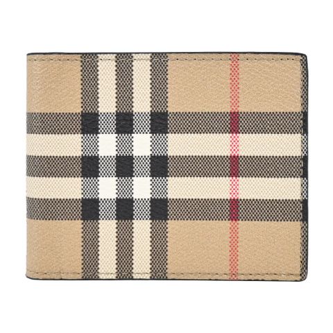 BURBERRY  Vintage 經典格紋帆布6卡短夾(卡其)