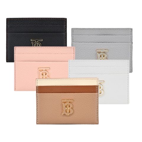 BURBERRY  TB LOGO 粒面皮革卡片夾(任選)