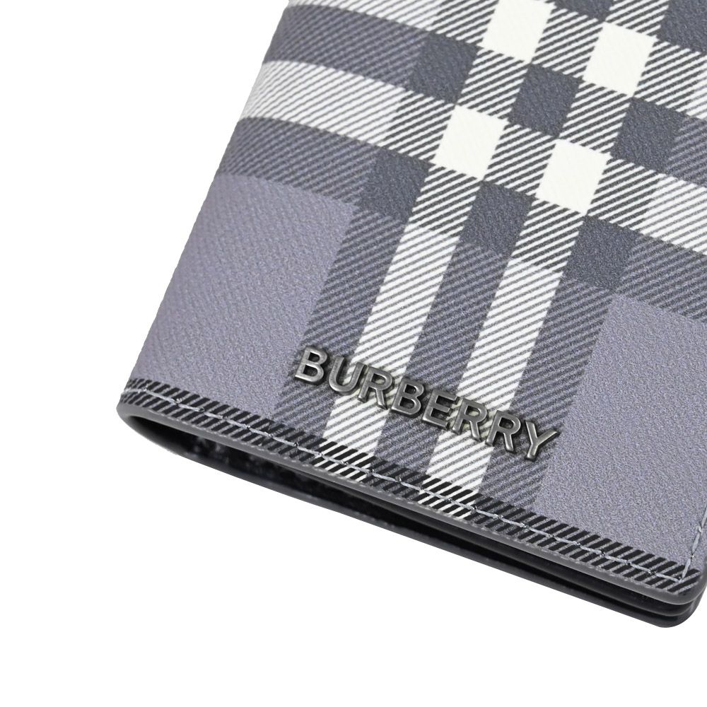 BURBERRY  棋盤格印花對開隨身卡片夾.灰