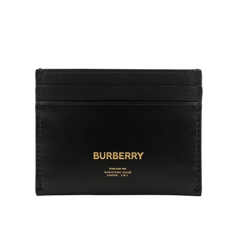 BURBERRY 金字Logo Sandon 平滑牛皮4卡名片/卡片夾(黑色)