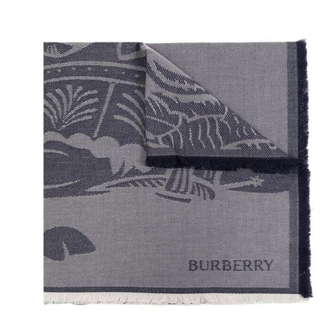 BURBERRY 經典騎士標誌棉毛混紡圍巾(平佈白)