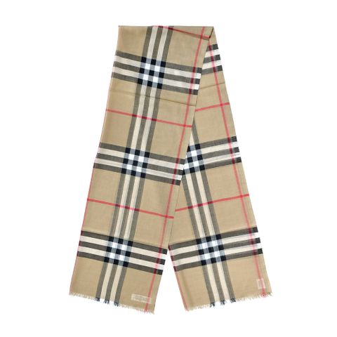 BURBERRY 格紋絲毛混紡圍巾(典藏米色)