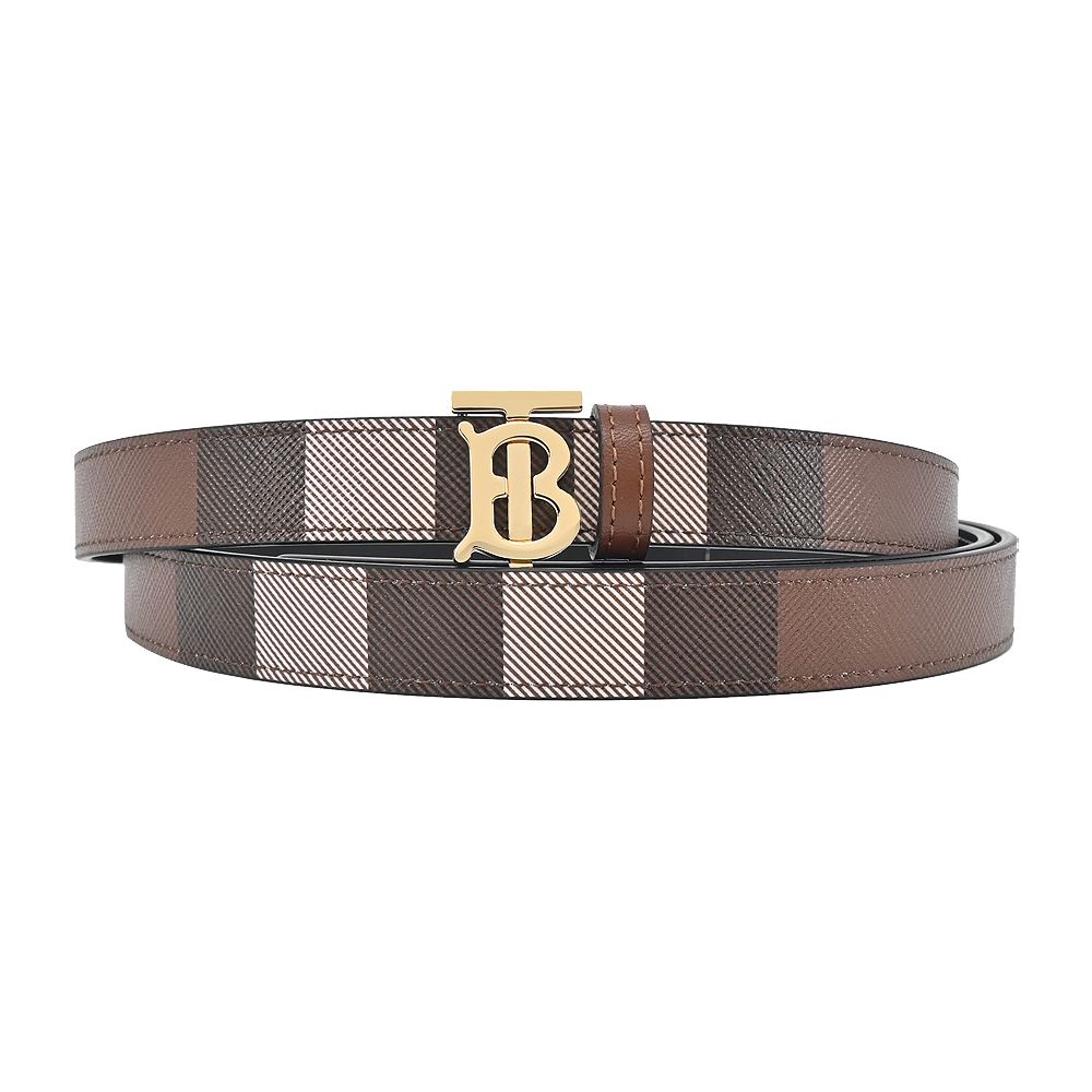 BURBERRY  TB LOGO皮革雙面兩用皮帶(深樺木棕)