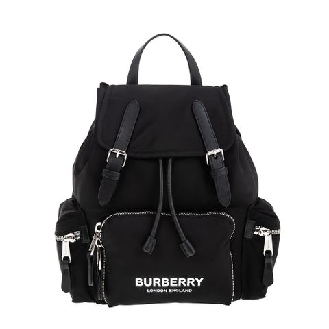 BURBERRY 經典The Rucksack LOGO印花尼龍後背包 (黑色/中款)