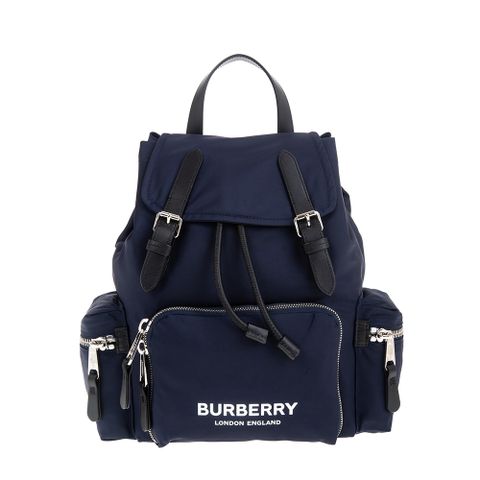 BURBERRY 經典The Rucksack LOGO印花尼龍後背包 (藍色/中款)