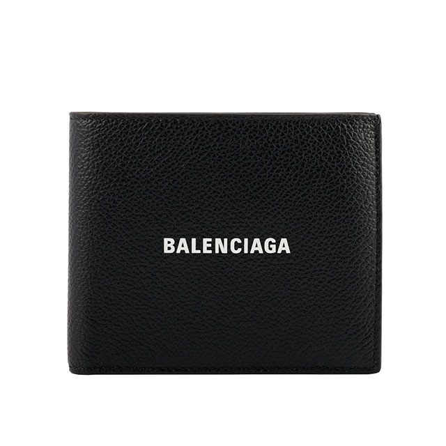 BALENCIAGA 巴黎世家  經典LOGO牛皮8卡對開短夾(黑) 594549 1IZI3 1090