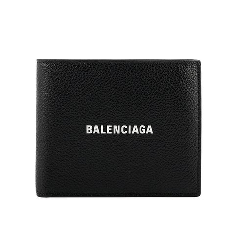 BALENCIAGA 巴黎世家 經典LOGO牛皮8卡對開短夾(黑) 594549 1IZI3 1090