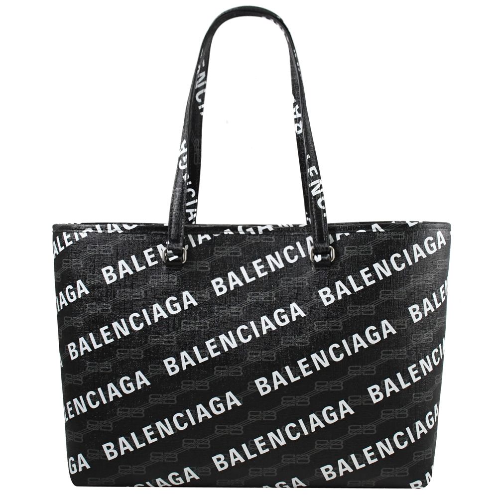 BALENCIAGA 巴黎世家   Signature 滿版印花肩背托特包.黑