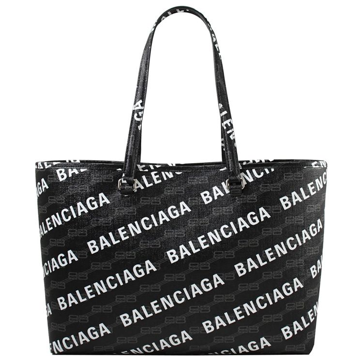 BALENCIAGA 巴黎世家   Signature 滿版印花肩背托特包.黑