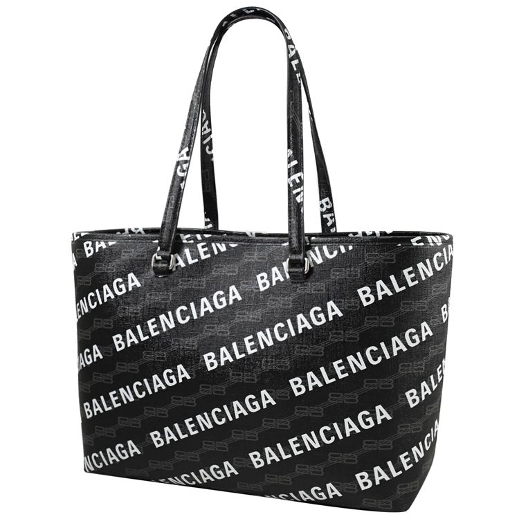 BALENCIAGA 巴黎世家   Signature 滿版印花肩背托特包.黑