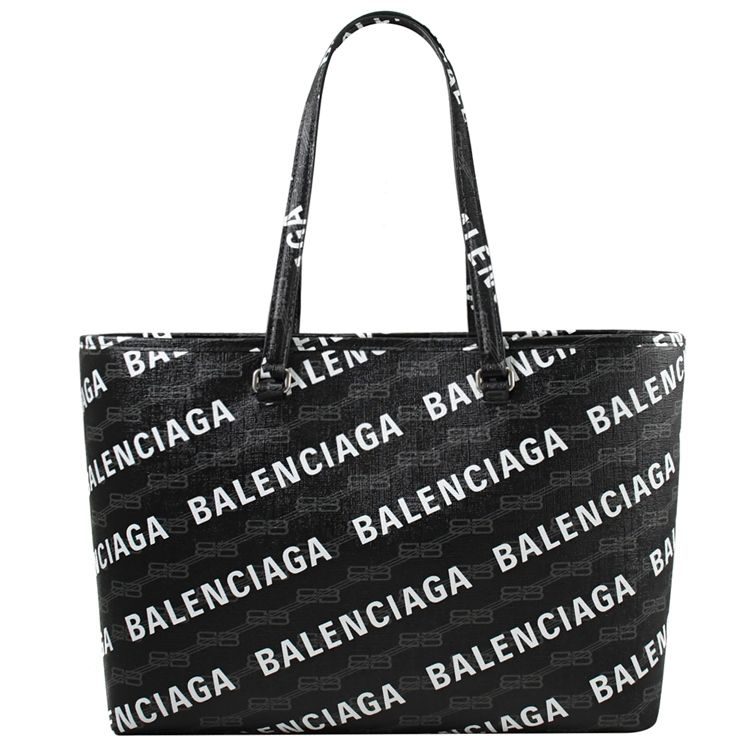 BALENCIAGA 巴黎世家   Signature 滿版印花肩背托特包.黑